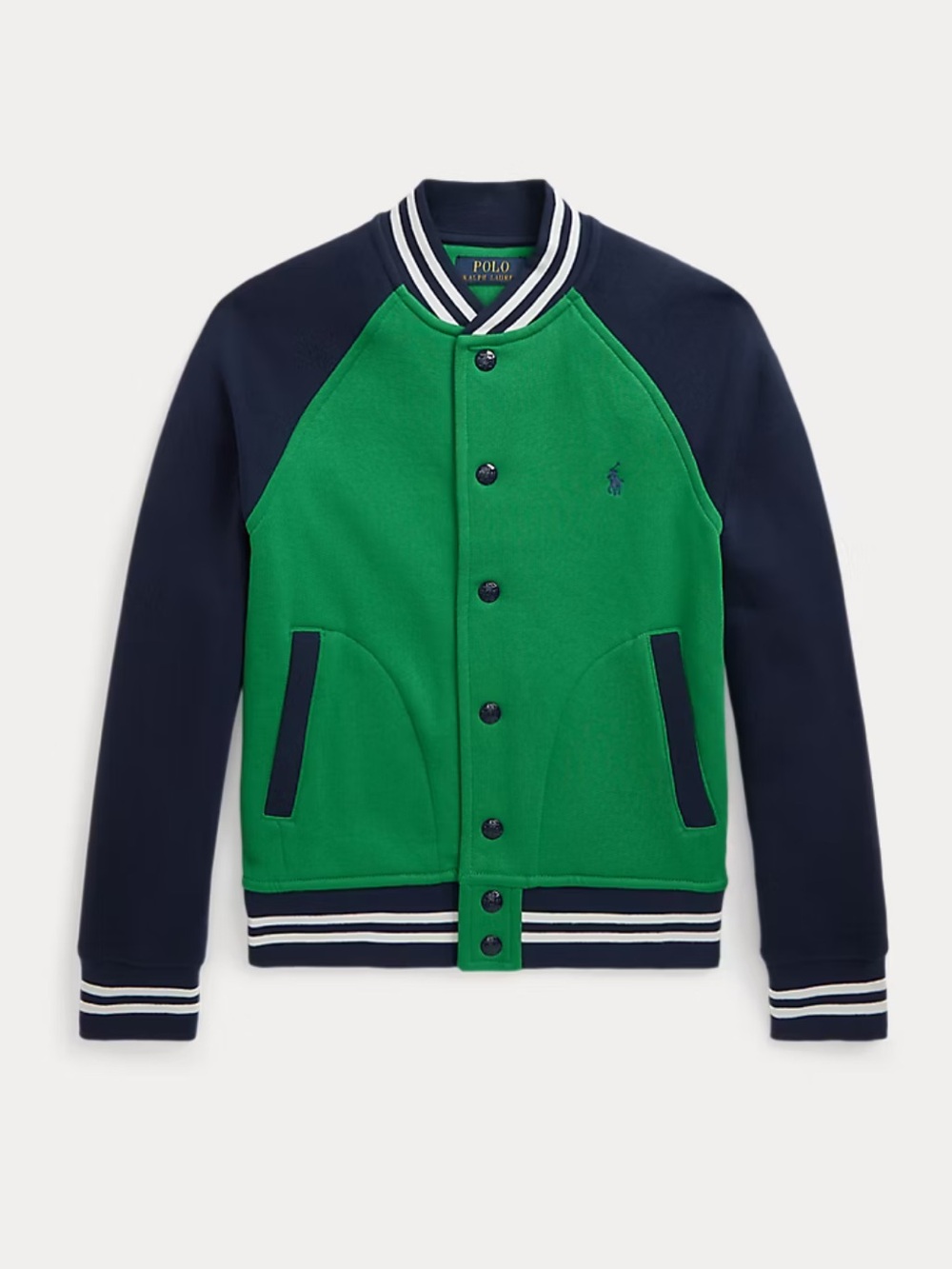Polo Ralph Lauren Boys Color Blocked Fleece Baseball Jacket Green / Navy 8